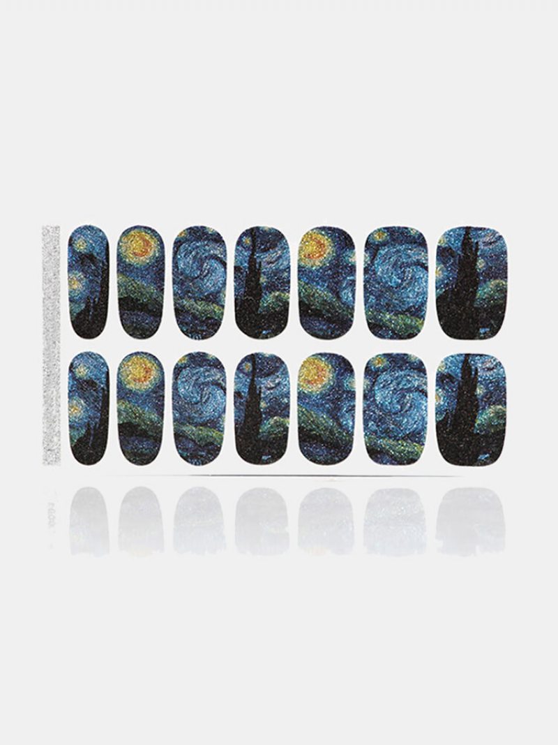 14 Ks/sada Nálepka S Lakom Na Nechty Starry Sky Na Nail Art Decor Full Wraps Manikúra