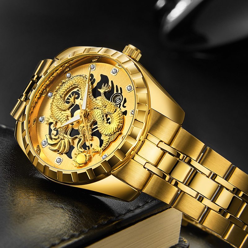 2023 Pánske Športové Hodinky Top Značky Luxury Gold Dragon Veľké Náramkové Man Quartz Luxusné Miestne Magnátske