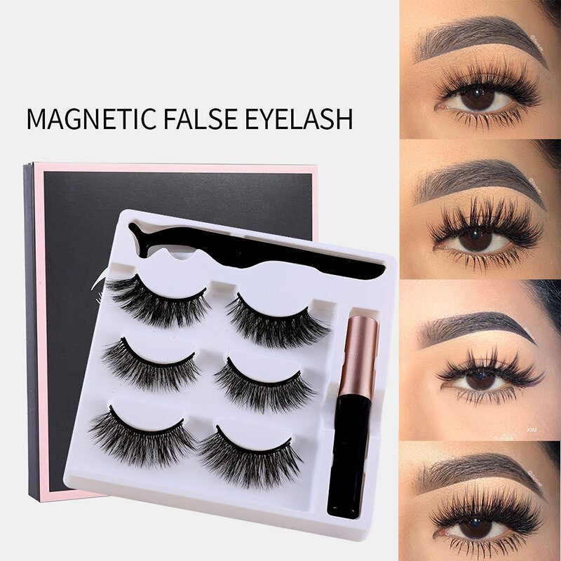 3d Sada Umelých Mihalníc Magnetická Ceruzka Na Oči Tekutý Prírodný Magnet Riasy Očný Make-up Očná Kozmetika