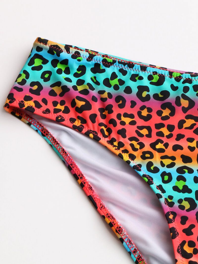 Dámska Vesta Bikini Leopard Patchwork Predná Pracka Na Zips Sexy Plavky