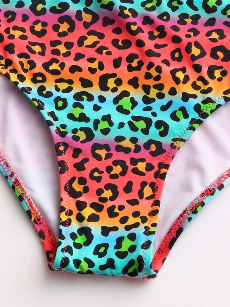 Dámska Vesta Bikini Leopard Patchwork Predná Pracka Na Zips Sexy Plavky