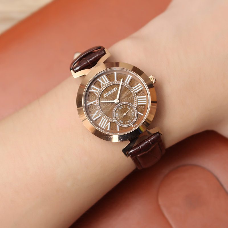 Dámske Kožené Pánske Hodinky Chenxi Unisex Business Casual Watch