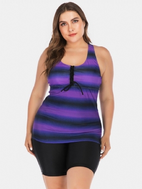 Dámske Tielka Plus Size Obväz Vpredu Stripe Gradient Cover Brušné Plavky