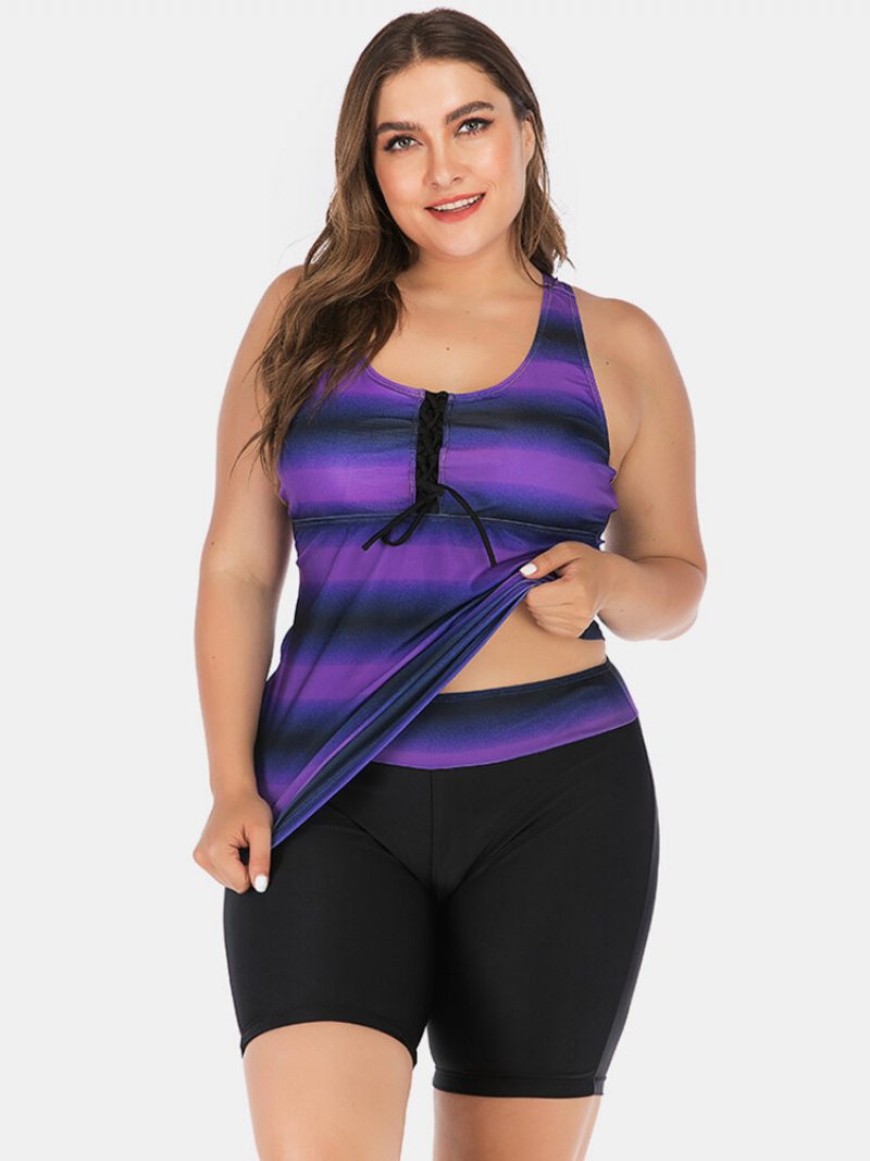 Dámske Tielka Plus Size Obväz Vpredu Stripe Gradient Cover Brušné Plavky