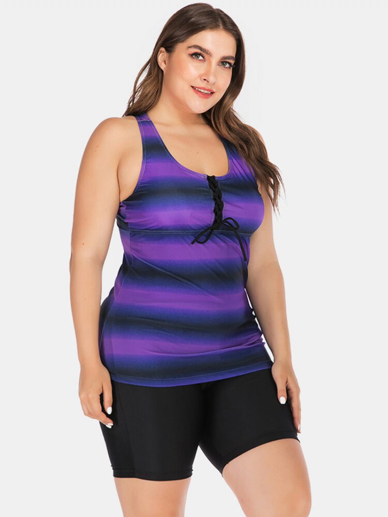 Dámske Tielka Plus Size Obväz Vpredu Stripe Gradient Cover Brušné Plavky