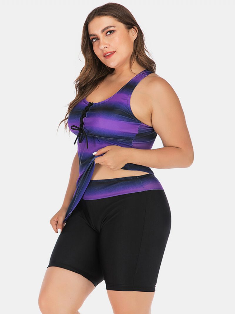 Dámske Tielka Plus Size Obväz Vpredu Stripe Gradient Cover Brušné Plavky