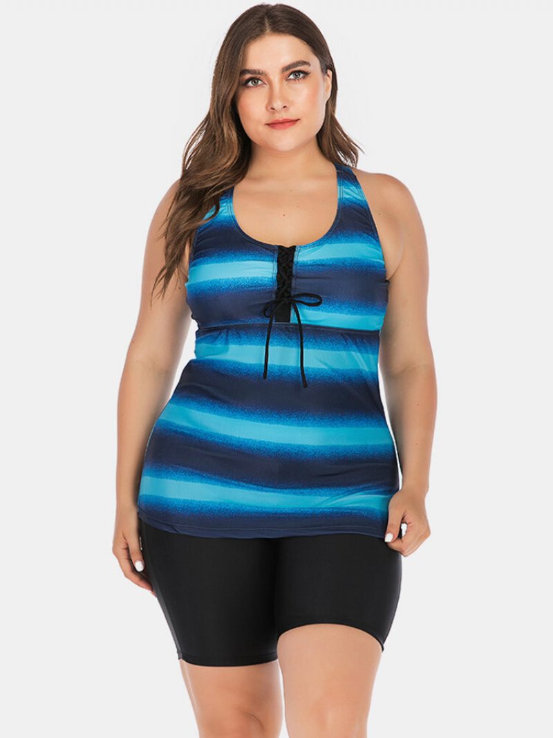 Dámske Tielka Plus Size Obväz Vpredu Stripe Gradient Cover Brušné Plavky