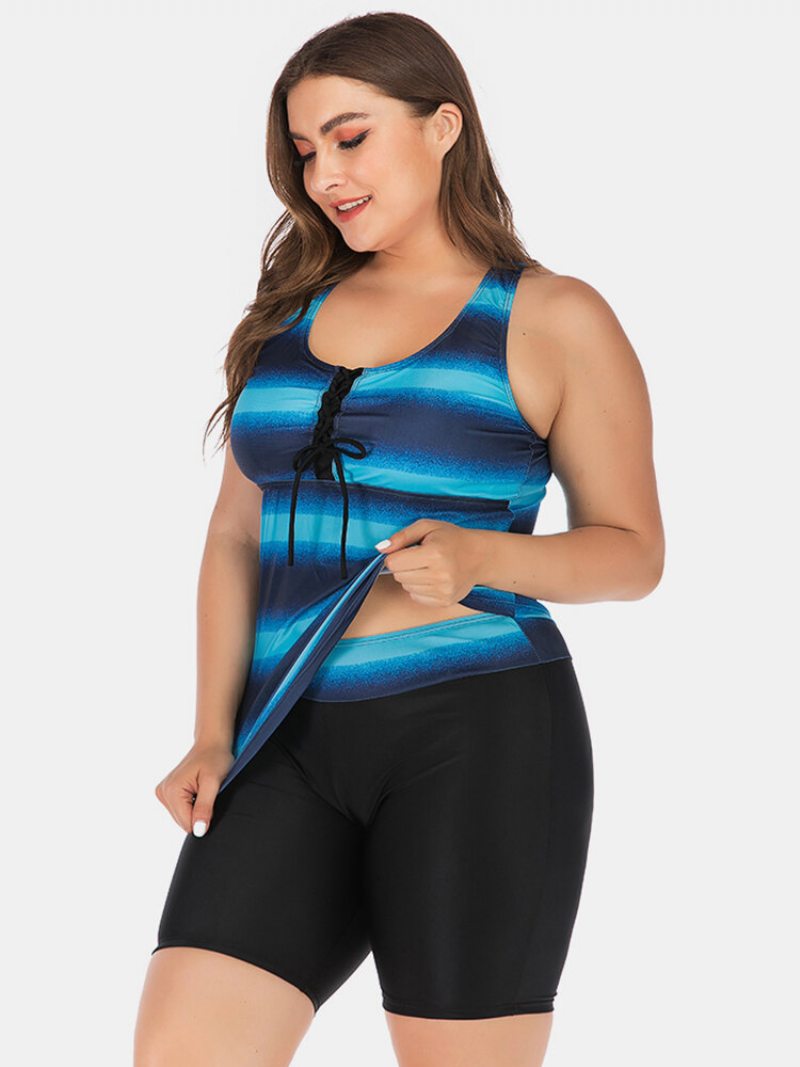 Dámske Tielka Plus Size Obväz Vpredu Stripe Gradient Cover Brušné Plavky