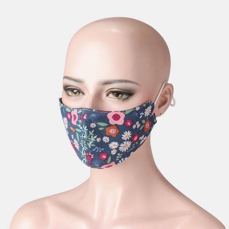 Floral Face Sheild Mask Potlačená Bavlnená Maska Vintage Odolná Proti Prachu