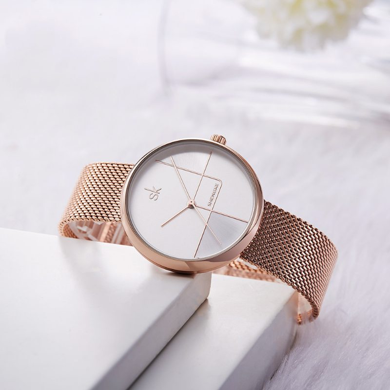 Geometric Line Jednoduchý Ihlový Ciferník Dámske Celooceľové Šaty Luxusné Hodinky Quartz