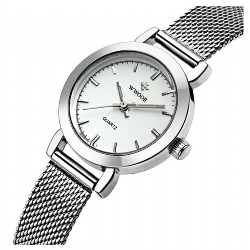 Jednoduchý Dizajn Elegantné Dámske Náramkové Hodinky Mesh Steel Clock Quartz