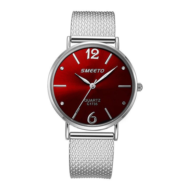 Luxusné Dámske Kremenné Minimalistické Hodinky Mesh Band Laser Dial Big Number Kamienkové Vodotesné