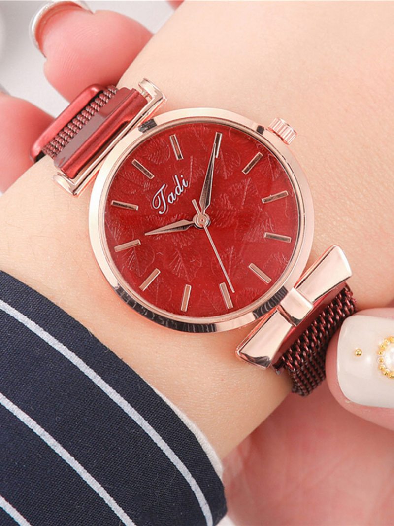 Módne Elegantné Dámske Hodinky Alloy Mesh Band No Number Ciferník Ružové Zlato Case Quartz Watch