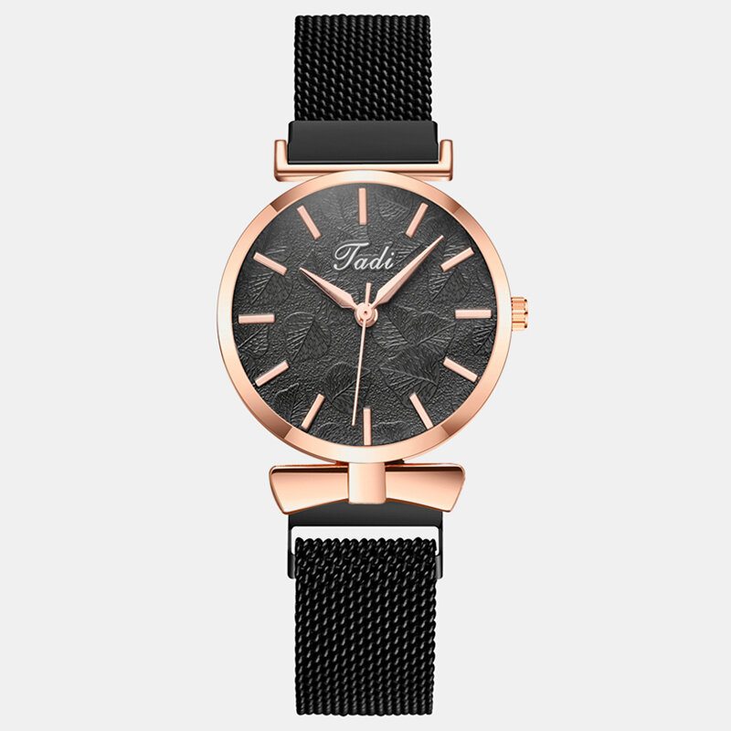 Módne Elegantné Dámske Hodinky Alloy Mesh Band No Number Ciferník Ružové Zlato Case Quartz Watch