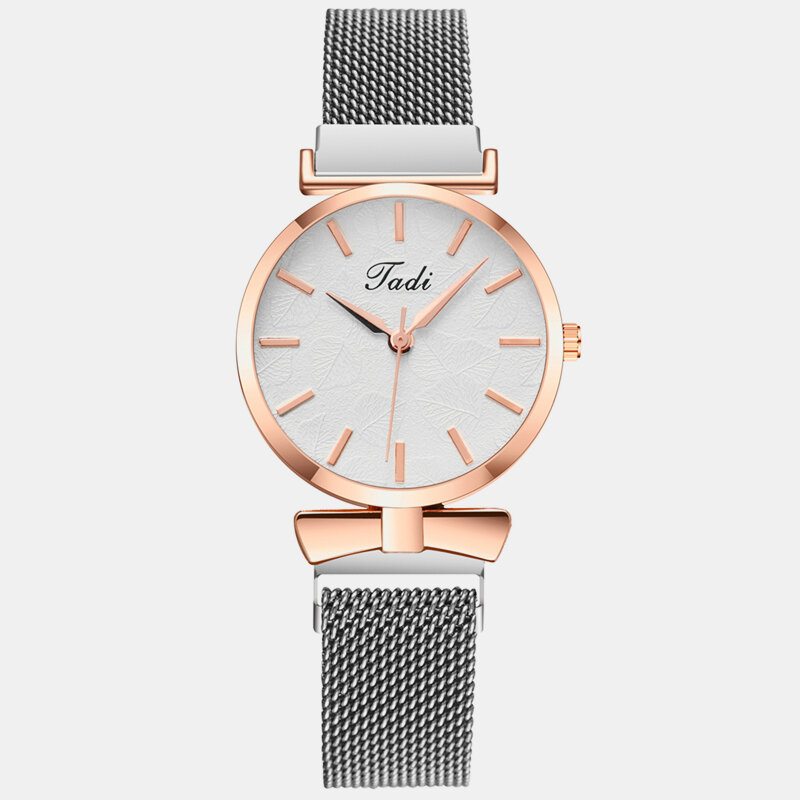 Módne Elegantné Dámske Hodinky Alloy Mesh Band No Number Ciferník Ružové Zlato Case Quartz Watch