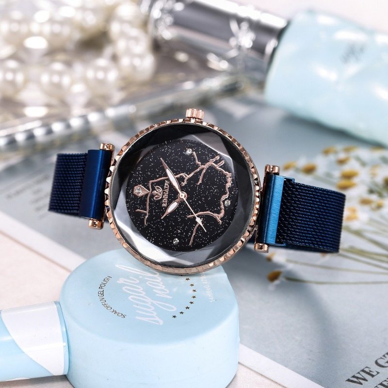 Módne Hodinky Starry Sky Quartz Watch Nerezové S Magnetom Pre Ženy Vodotesné