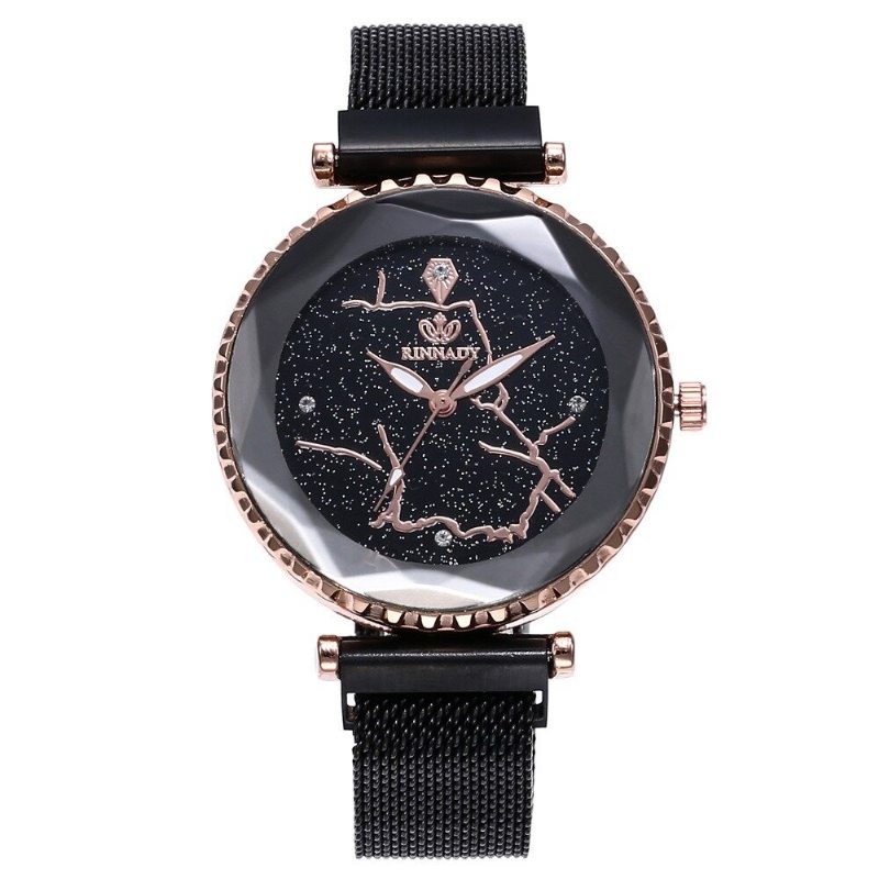 Módne Hodinky Starry Sky Quartz Watch Nerezové S Magnetom Pre Ženy Vodotesné