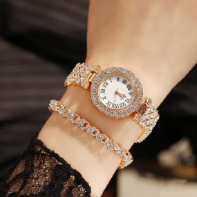 Módne Rímsky Vzor Diamantové Dámske Hodinky Quartz Watch Náramok