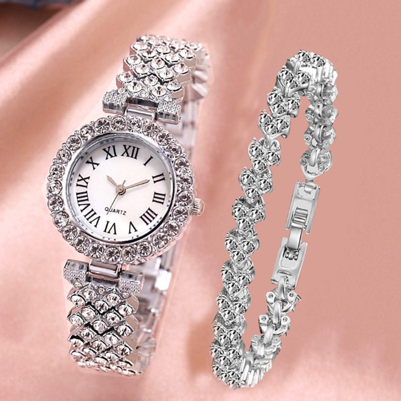 Módne Rímsky Vzor Diamantové Dámske Hodinky Quartz Watch Náramok