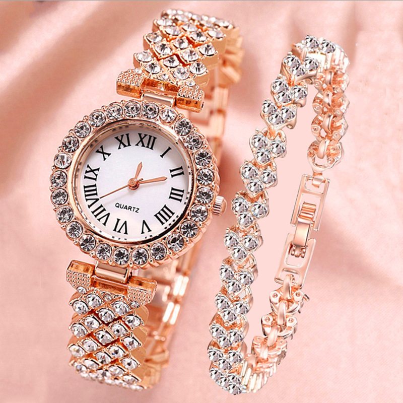 Módne Rímsky Vzor Diamantové Dámske Hodinky Quartz Watch Náramok