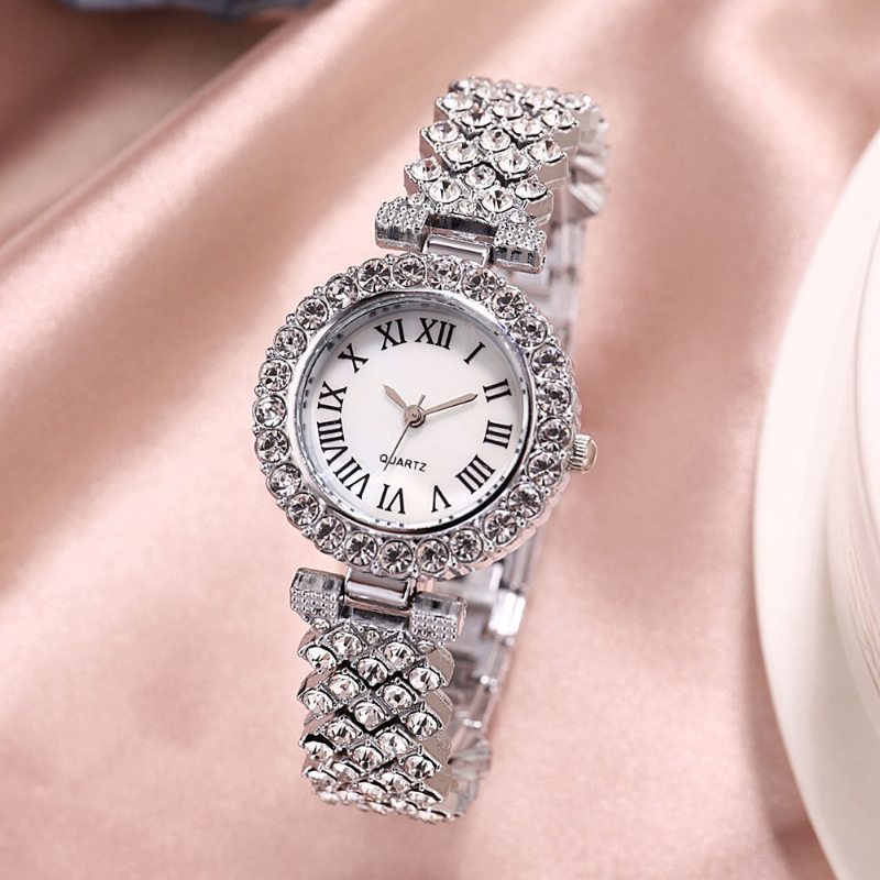 Módne Rímsky Vzor Diamantové Dámske Hodinky Quartz Watch Náramok