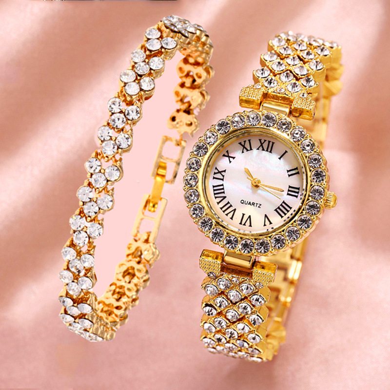 Módne Rímsky Vzor Diamantové Dámske Hodinky Quartz Watch Náramok