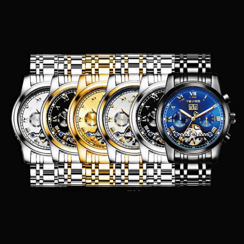 Pánske Mechanické Hodinky Tourbillon Businessman Náramkové Všetky Automatické