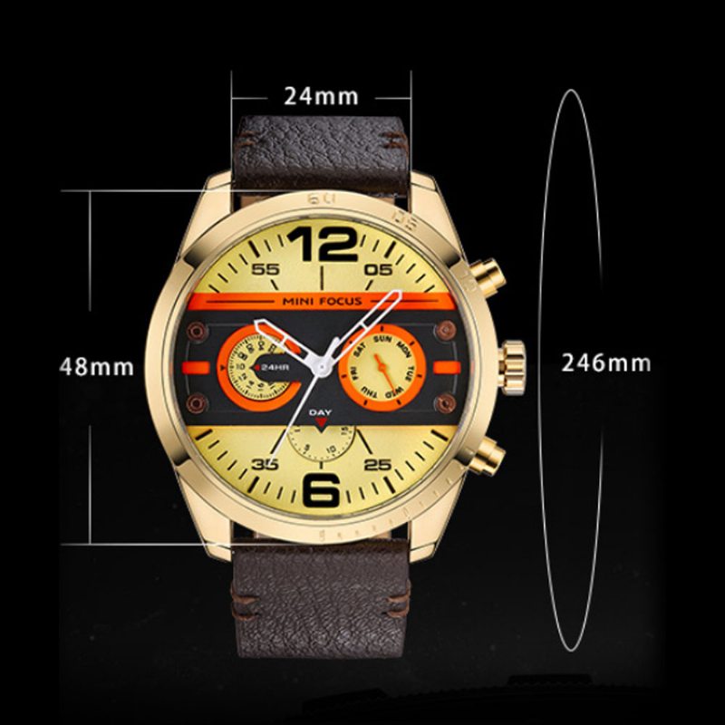 Pánske Módne Hodinky Kožený Remienok Zo Zliatiny Náramkové Luminous Waterproof Quartz Mechanické S Displejom Kalendára