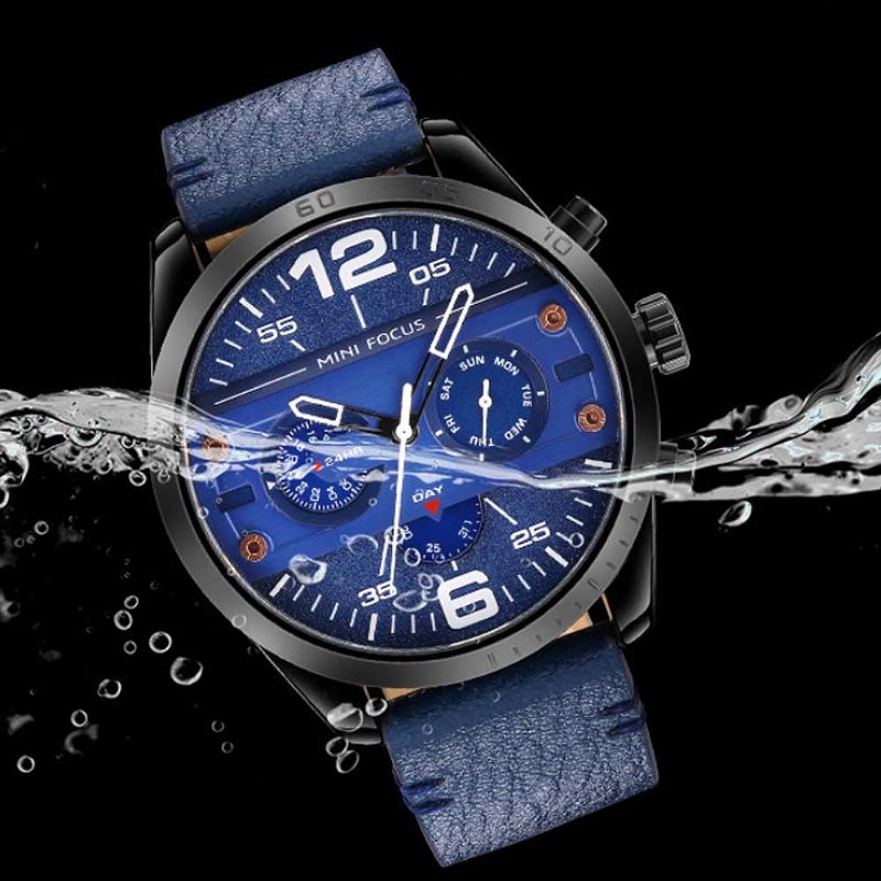 Pánske Módne Hodinky Kožený Remienok Zo Zliatiny Náramkové Luminous Waterproof Quartz Mechanické S Displejom Kalendára