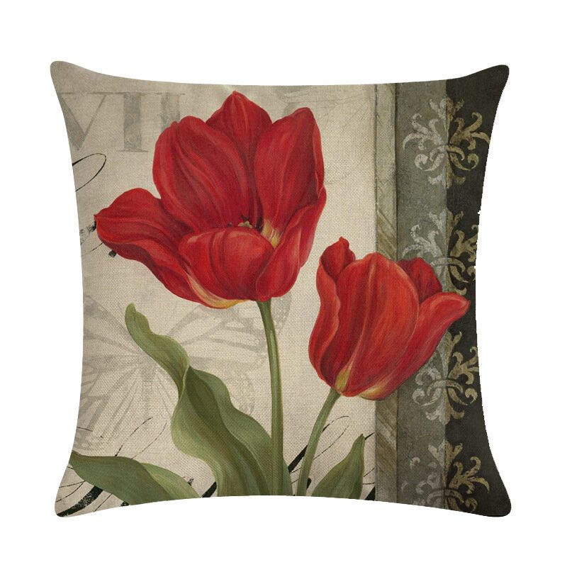 Retro Flower 45*45cm Obliečka Na Vankúš Na Vankúšik Dekorácia Do Auta Dekoračný Na