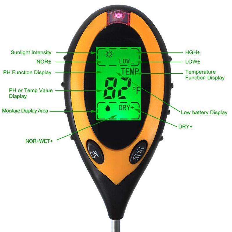 Tester Pôdy Štyri V Jednom Detektor Svetla Kyslosti Ph Meter Teplomer Pôdnej Vlhkosti