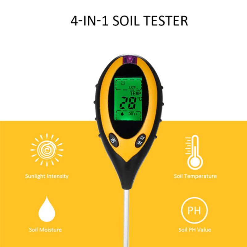 Tester Pôdy Štyri V Jednom Detektor Svetla Kyslosti Ph Meter Teplomer Pôdnej Vlhkosti