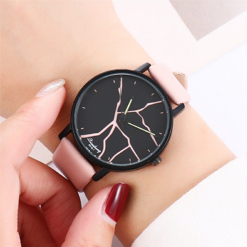 Trendy Dámske Hodinky Flash Quartz Watch Vodotesné S Pu Koženým Pásom