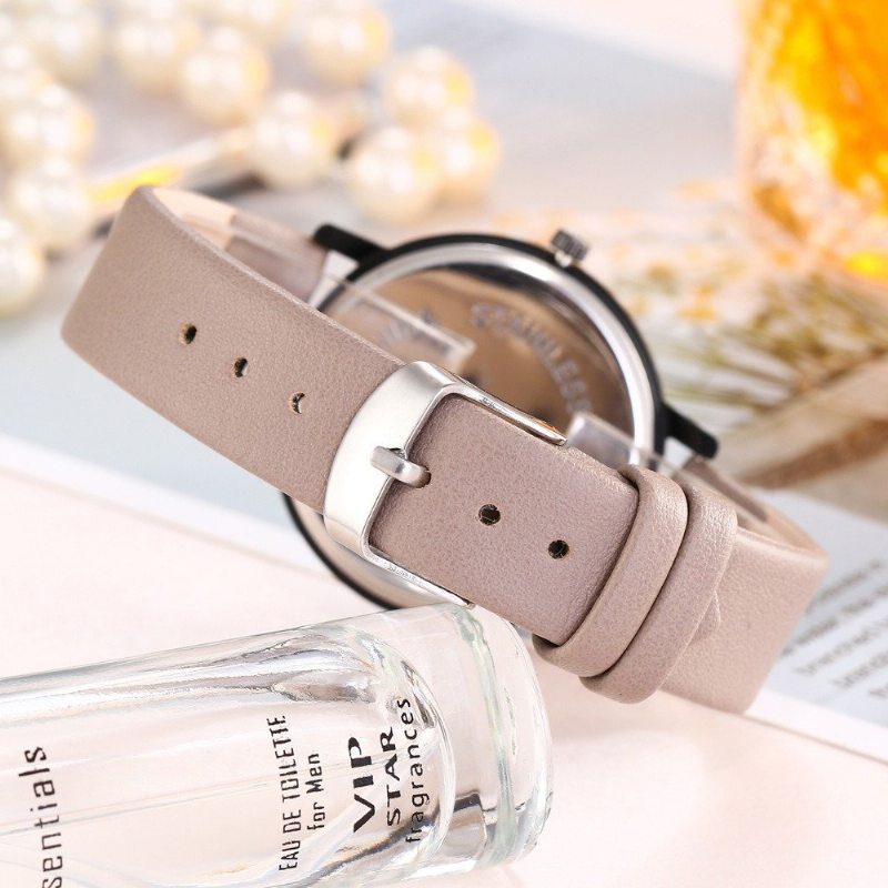 Trendy Dámske Hodinky Flash Quartz Watch Vodotesné S Pu Koženým Pásom