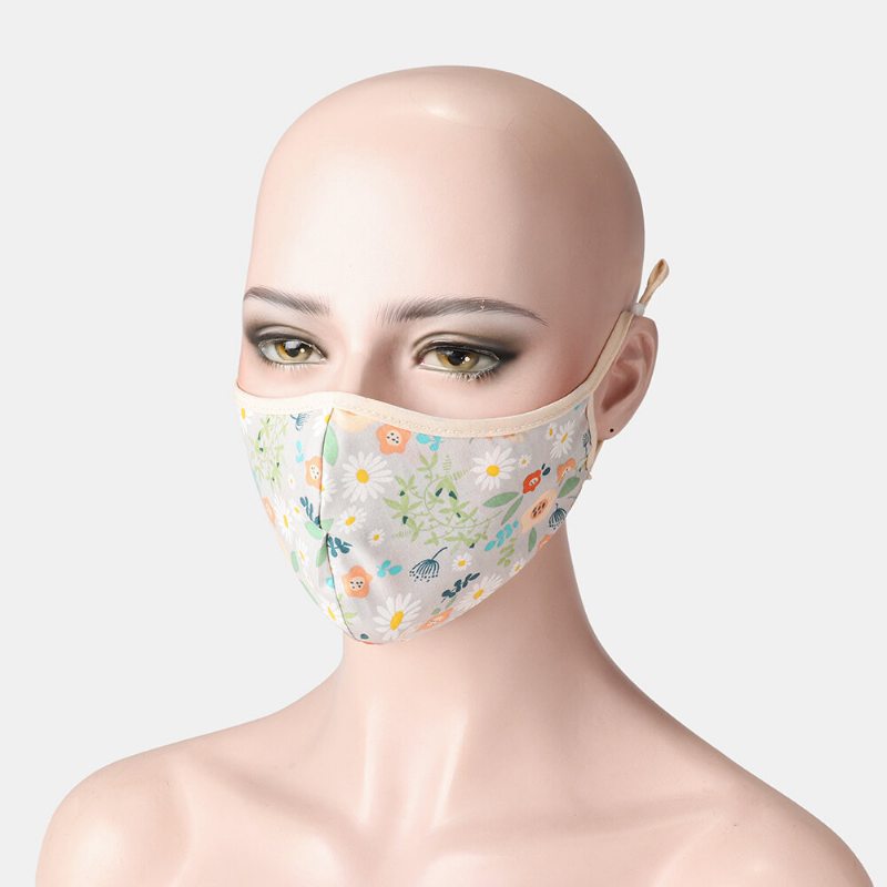 Vintage Floral Face Sheild Mask Potlačená Bavlnená Maska Ochranná Proti Prachu