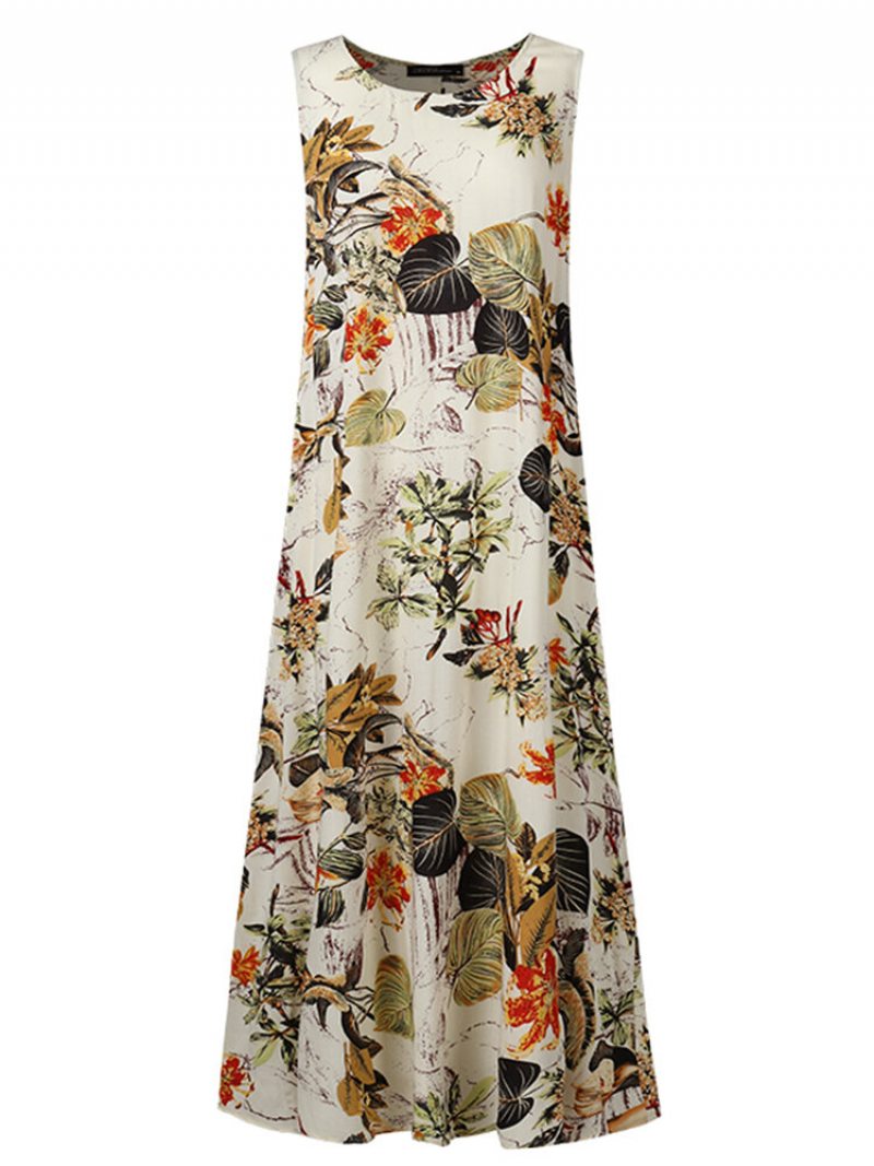 Vintage Šaty Veľkej Veľkosti Bez Rukávov S Kvetinovou Potlačou