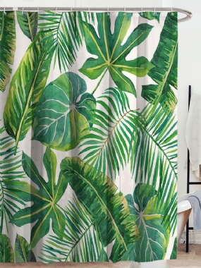 Zelené Tropické Rastliny Sprchový Záves Kúpeľňa Vodotesný Polyester Listy Na Tlačové Závesy Do Kúpeľňovej Sprchy