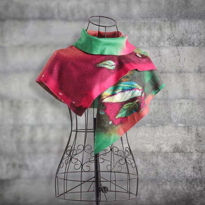Dámsky Háčkovaný Vzor Háčkovania Na Gombíky V Štýle Vintage Color-block Leaf Boas&scarves
