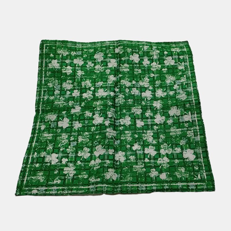 St. Patrick's Day Shamrock Šatka Bavlnená Zelená Vzor Turban Square