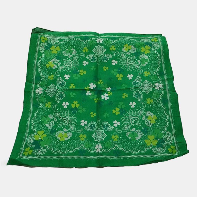 St. Patrick's Day Shamrock Šatka Bavlnená Zelená Vzor Turban Square