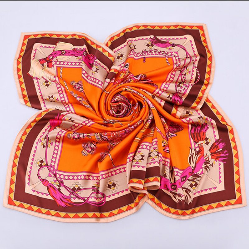 Women Pure Silk Square Scarf Print Flowers Mäkký Šál Cestovný Hodvábny Teplý Uterák