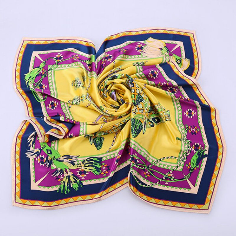 Women Pure Silk Square Scarf Print Flowers Mäkký Šál Cestovný Hodvábny Teplý Uterák