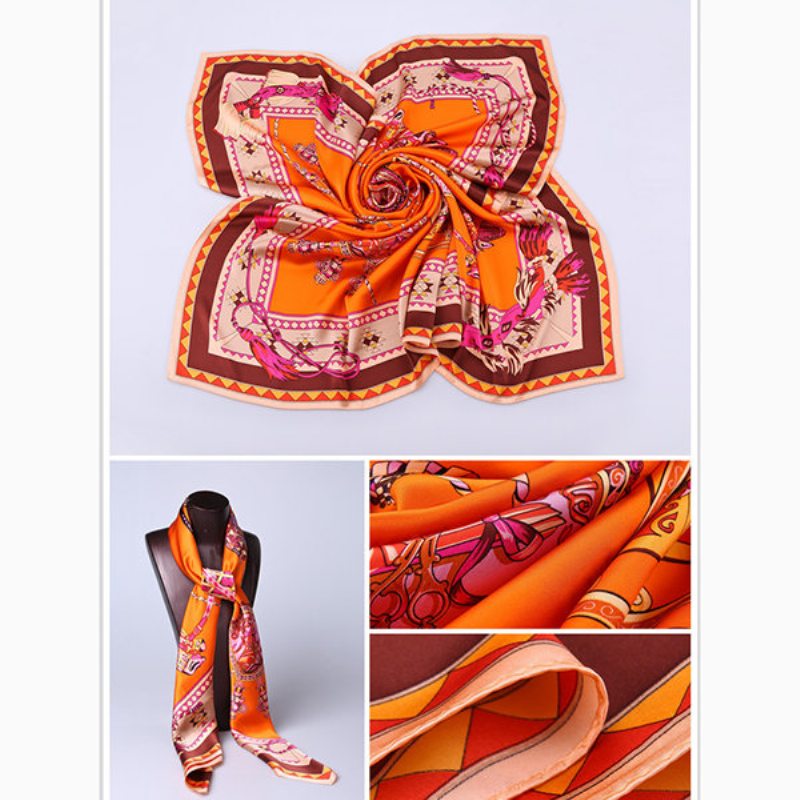 Women Pure Silk Square Scarf Print Flowers Mäkký Šál Cestovný Hodvábny Teplý Uterák