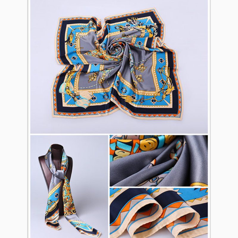 Women Pure Silk Square Scarf Print Flowers Mäkký Šál Cestovný Hodvábny Teplý Uterák