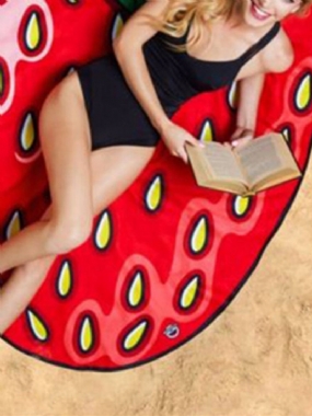 Ženy Letné Kreslené Ovocie Jahoda Plážový Uterák Neformálne Cestovanie Šatka Na Opaľovací Krém