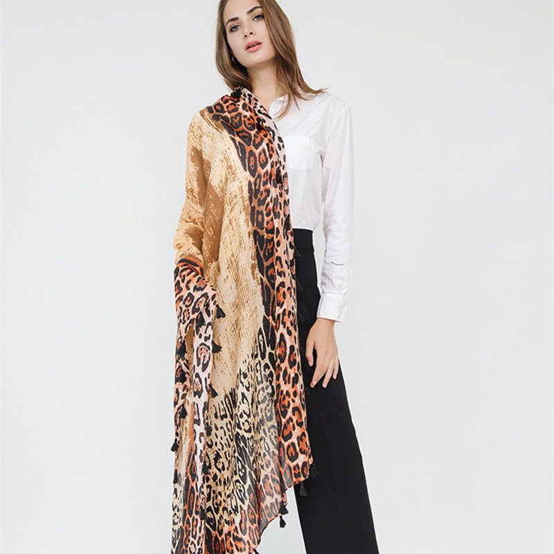 Ženy Teplý Polyester Leopard Užitočný Cestovný Divoký Šál Vonkajší Neformálny Šál