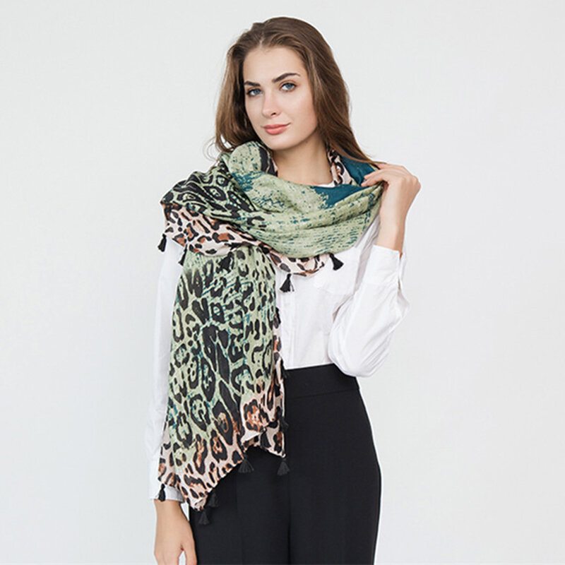 Ženy Teplý Polyester Leopard Užitočný Cestovný Divoký Šál Vonkajší Neformálny Šál