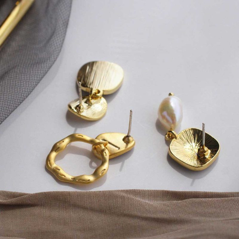 Francúzska Baroková Perla 925 Strieborná Ihla V Matnom Zlate Módne Náušnice Na Párty Svadobný Darček