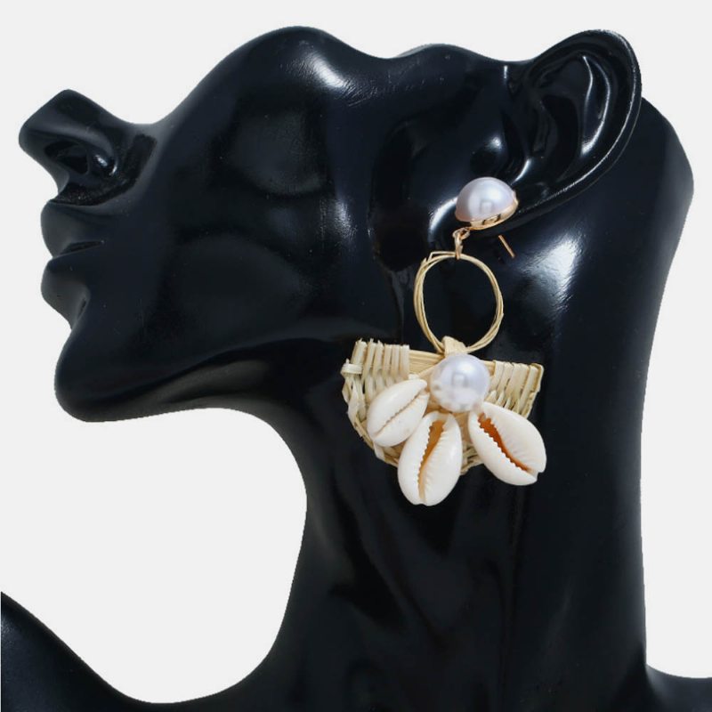 Náušnice V Prírodnom Oceánskom Štýle Farebný Doplnok K Outfitu Šperky Z Ratanovej Perly Pre Ženy Dievčatá