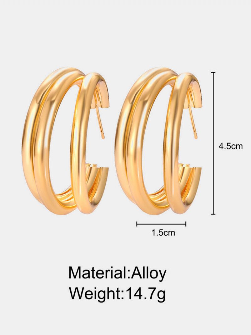 Trendové Jednoduché Zlaté Viacvrstvové Kruhové Náušnice V Tvare Písmena C V C
